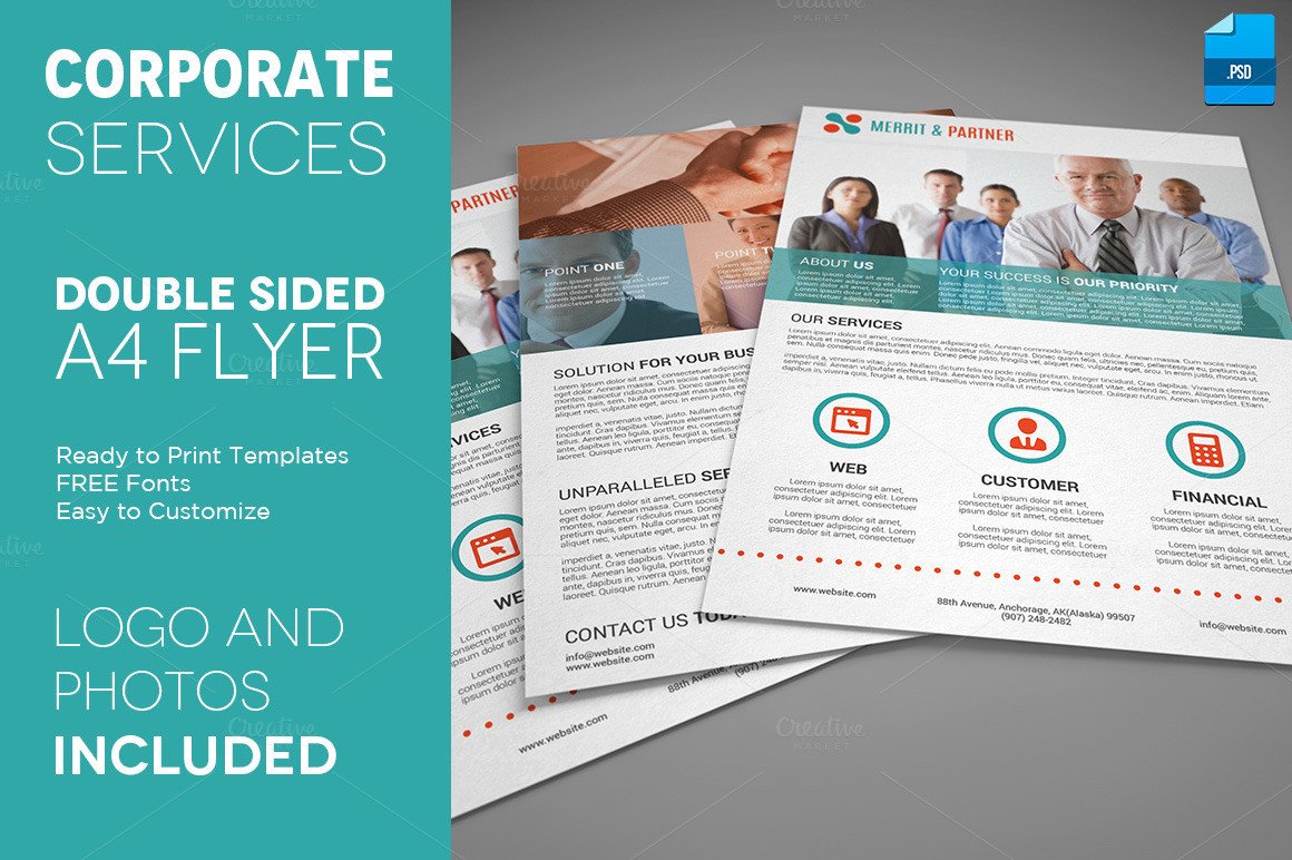 A4 Double sided corporate flyer Flyer Templates on