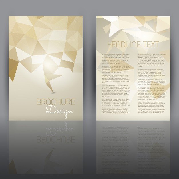 Double sided flyer template with a low poly design Vector
