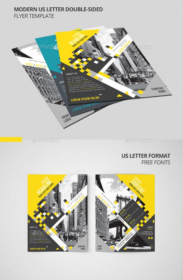 Modern US Letter Double Sided Flyer Template by