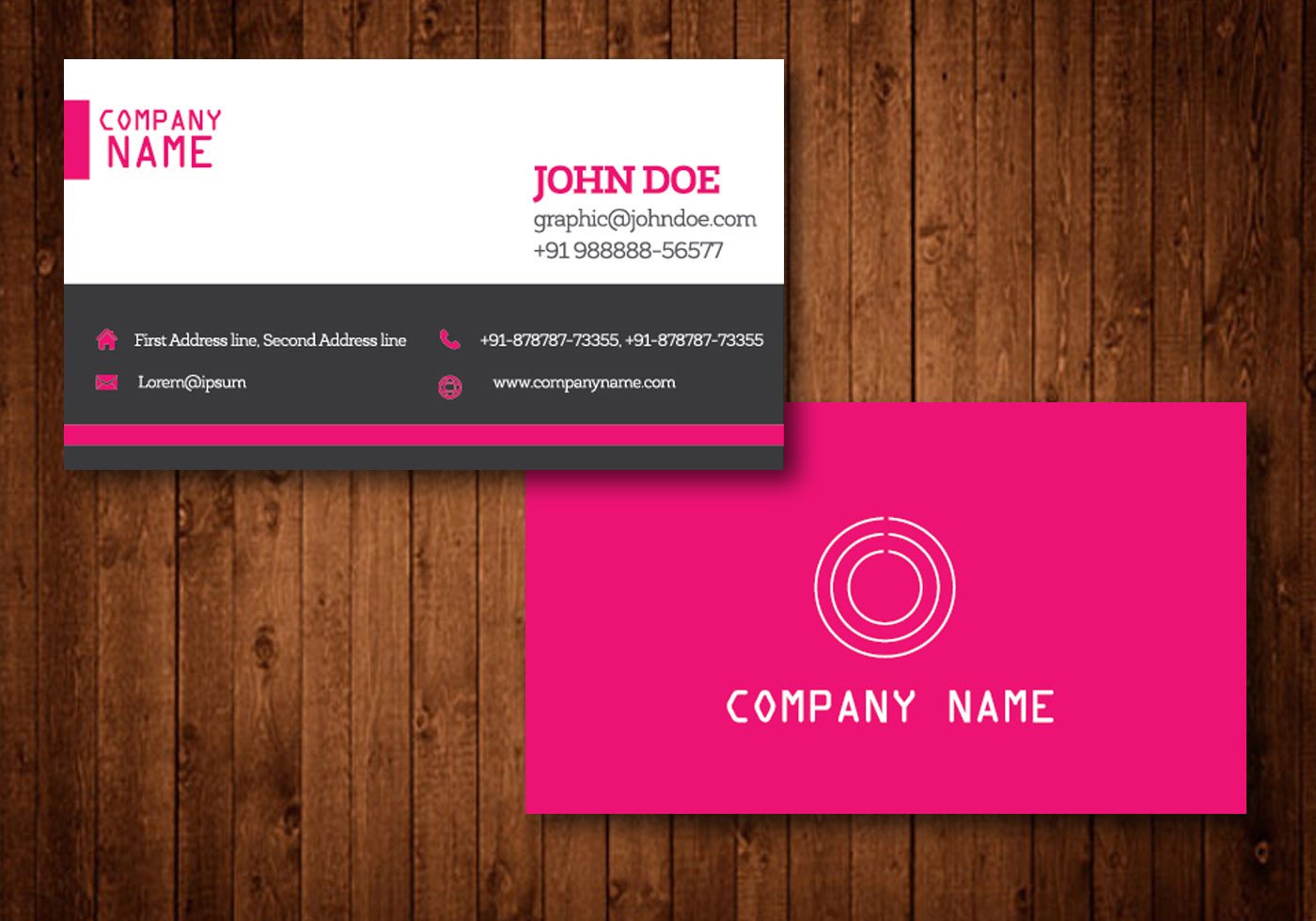 Pink Creative Business Card Vector Template Download