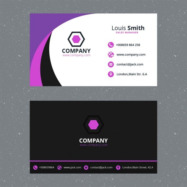 Purple business card template PSD file