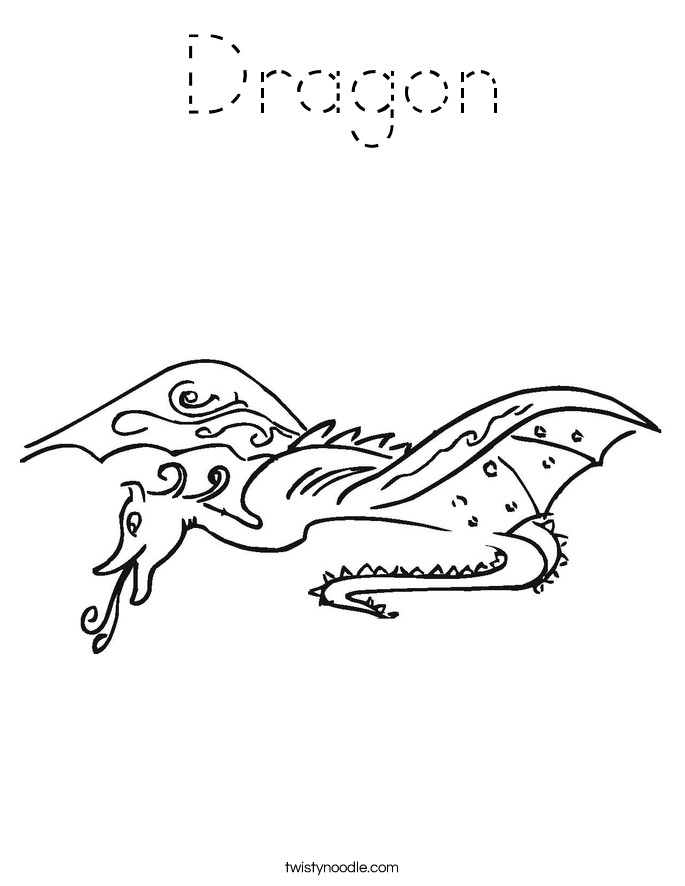 Dragon Coloring Page Tracing Twisty Noodle
