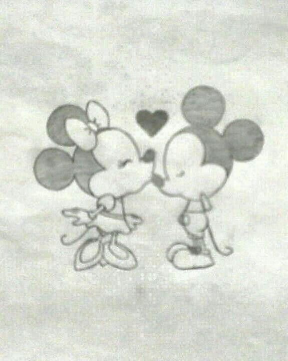 Love drawings of mickey and minnie