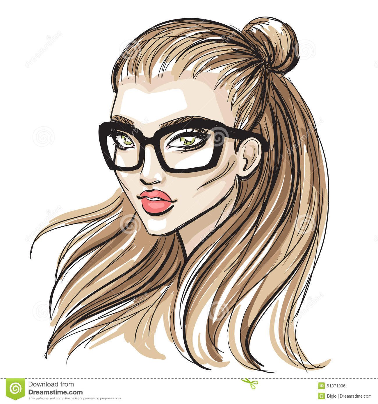 Drawn girl hipster Pencil and in color drawn girl hipster