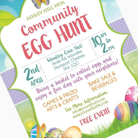 Easter Egg Hunt Flyer Invitation Poster Template Church