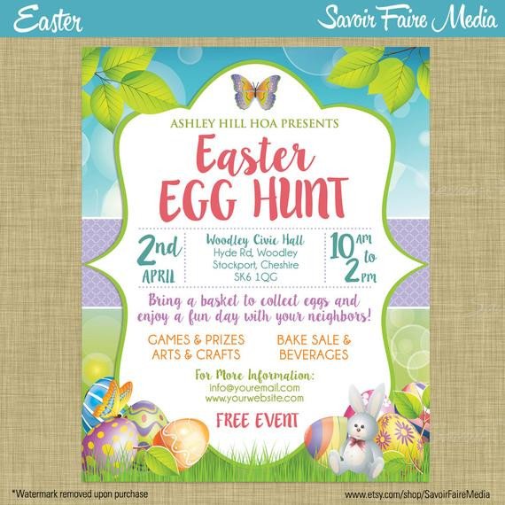 Easter Egg Hunt Flyer Invitation Poster Template Church