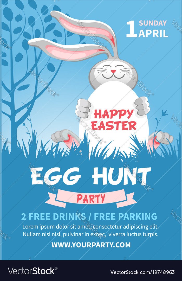 Easter egg hunt flyer template Royalty Free Vector Image