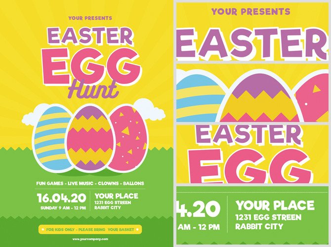 Easter Egg Hunt Flyer Template v3 FlyerHeroes