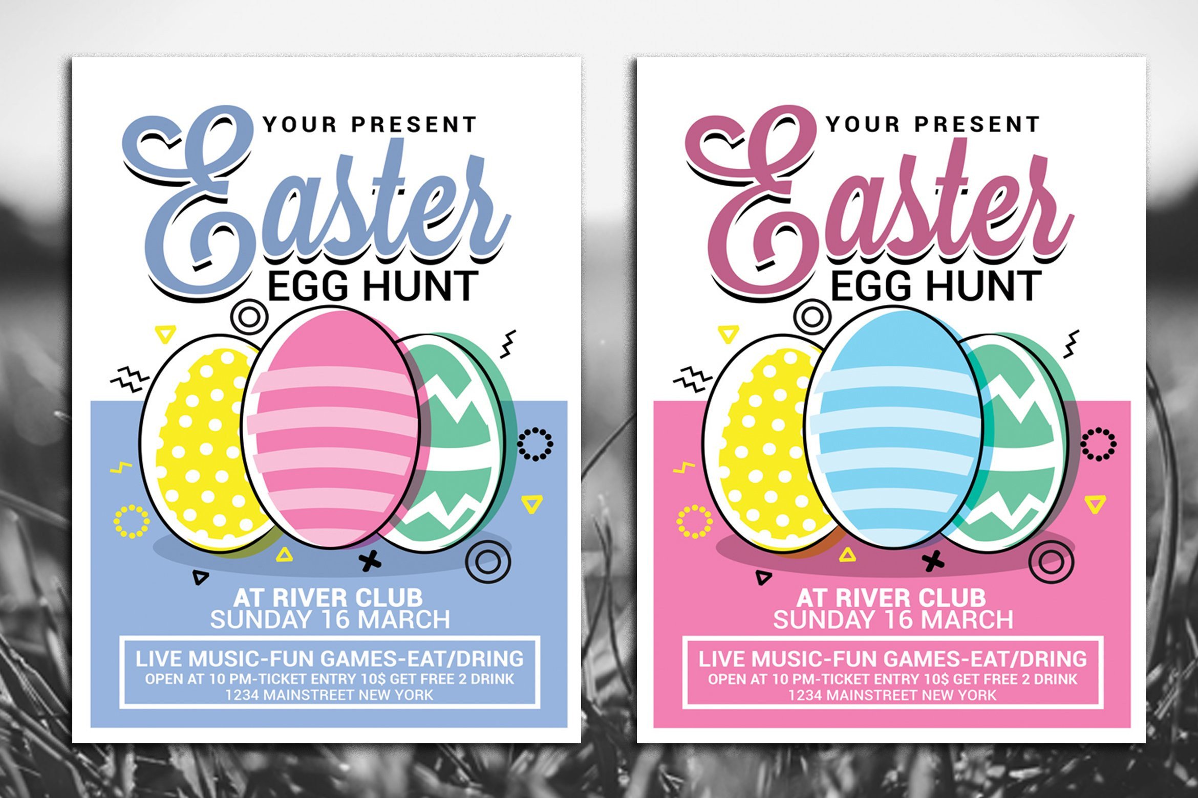 Easter Egg Hunt Flyer Templates Creative Market