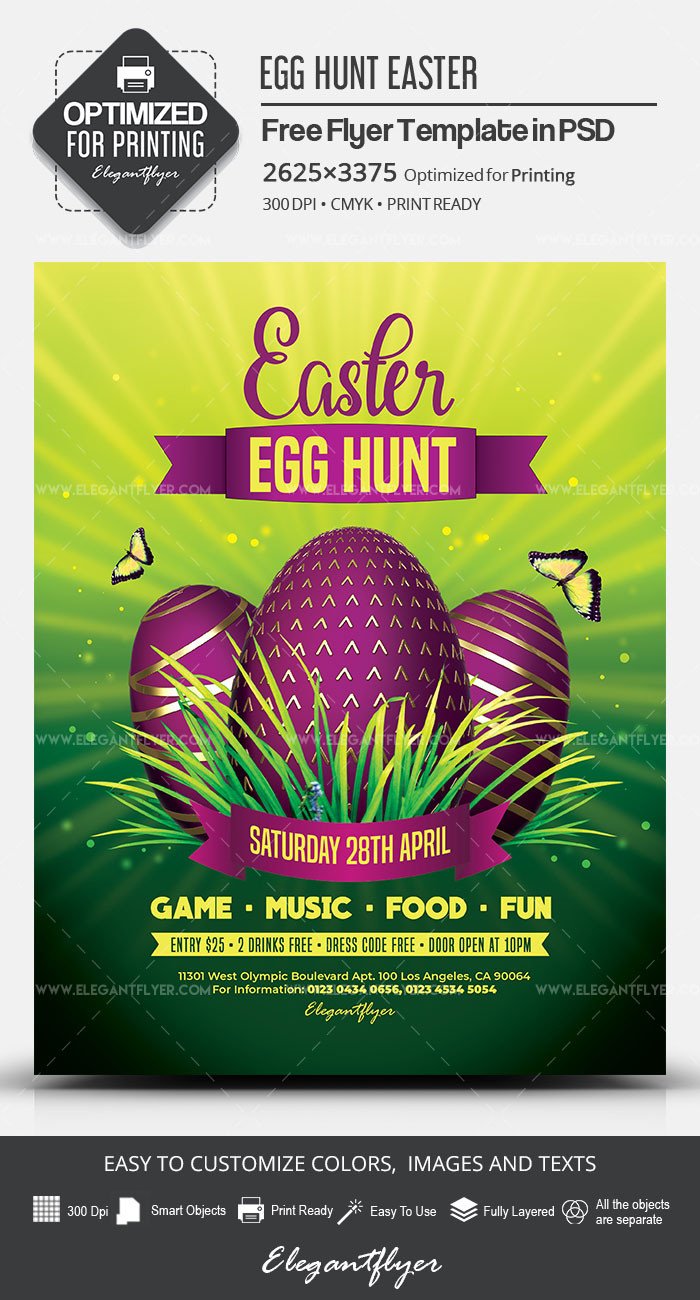 Egg Hunt Easter – Free Flyer PSD Template – by ElegantFlyer