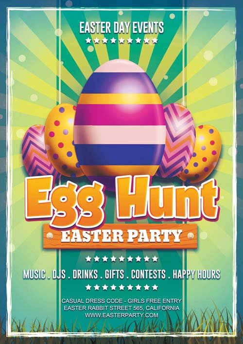 Free Download Easter Day Egg Hunt PSD Flyer Template