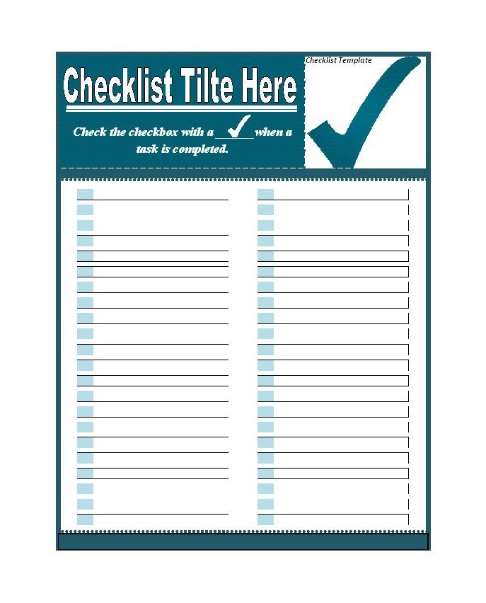 50 Printable To Do List & Checklist Templates Excel Word