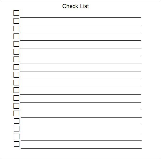 Blank Checklist Template Checklist Template …