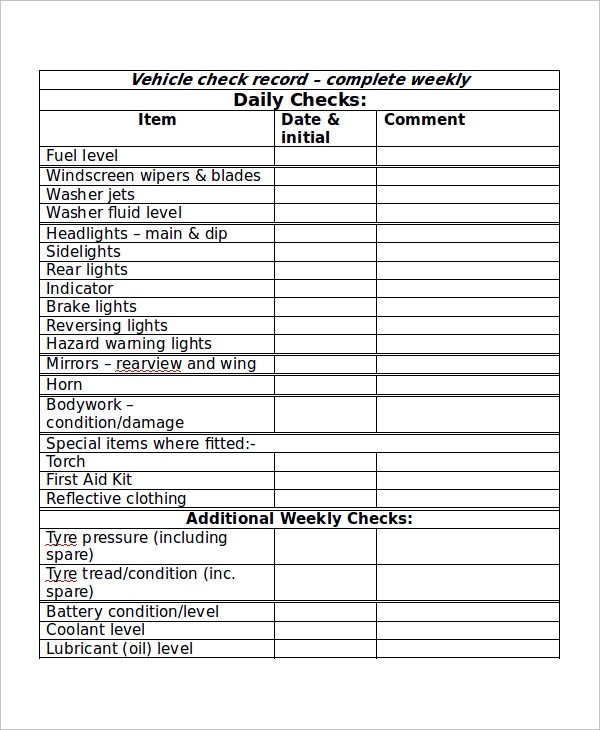Checklist Sample in Word 10 Examples in Word