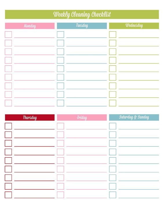 Daily Cleaning Checklist Editable Printable PDF Instant