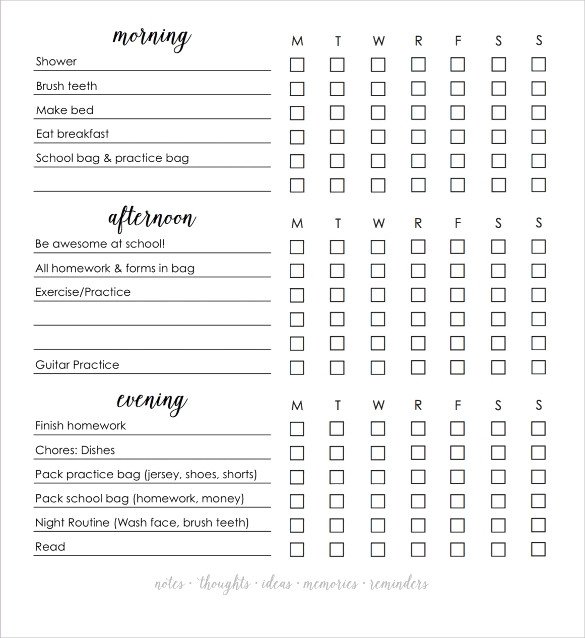Editable Daily Checklist Template Download 585×638