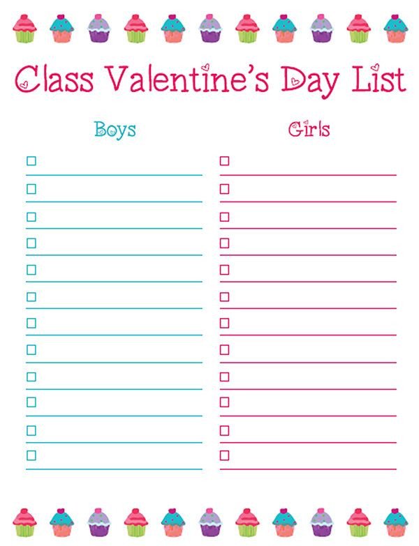 Teacher s Note Free Valentine s Day Class List Printable