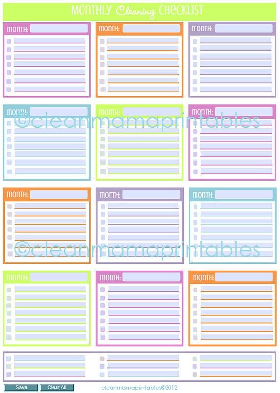 EDITABLE Monthly Cleaning Checklist by CleanMamaPrintables