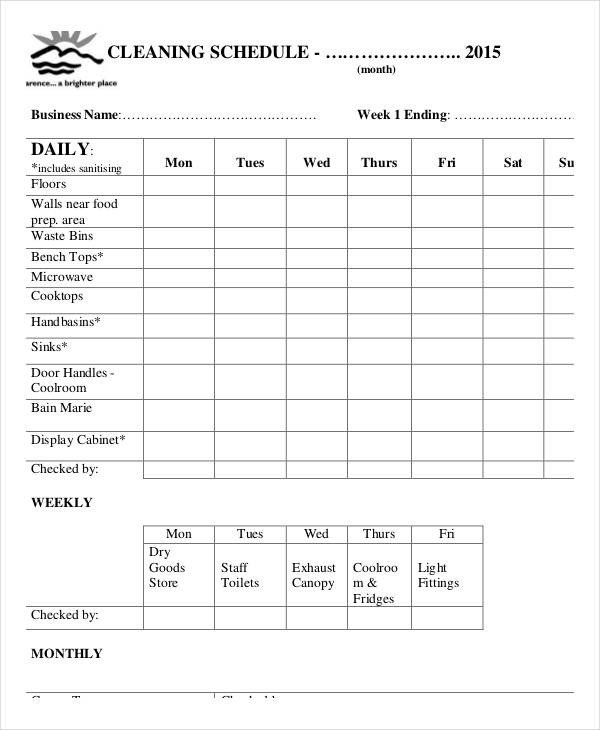fice Cleaning Schedule Template 11 Free Word PDF