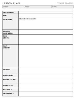 mon Core Lesson Plan Template for Middle and High