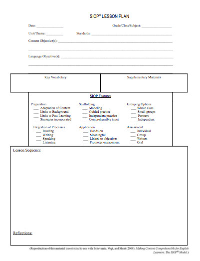 Here s a helpful SIOP lesson plan template