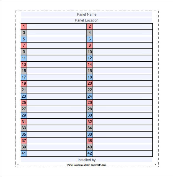 19 Panel Schedule Templates DOC PDF