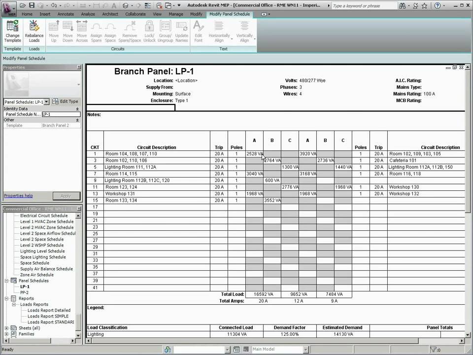 What s New in Revit MEP 2011 Panel Schedule Templates