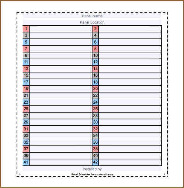 Electrical Panel Label Template Excel