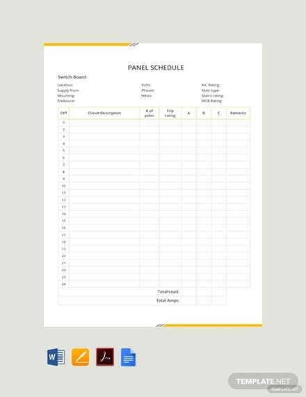 FREE Electrical Panel Schedule Template Download 173