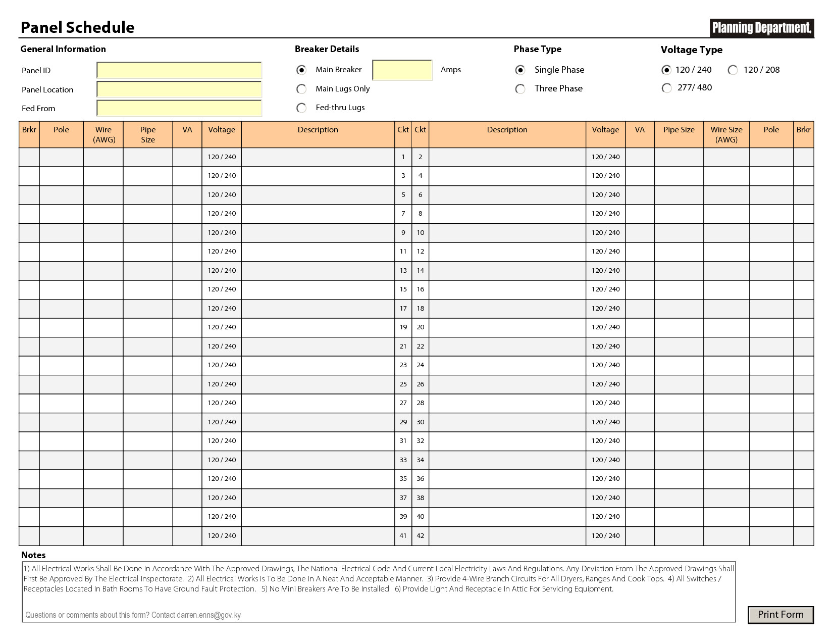 Electrical Panel Schedule Templates tespin