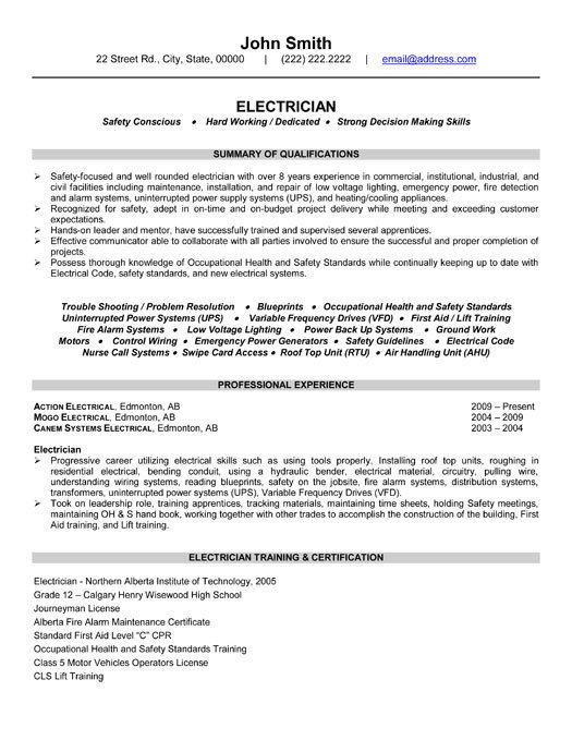 Electrician Resume Template Microsoft Word Templates