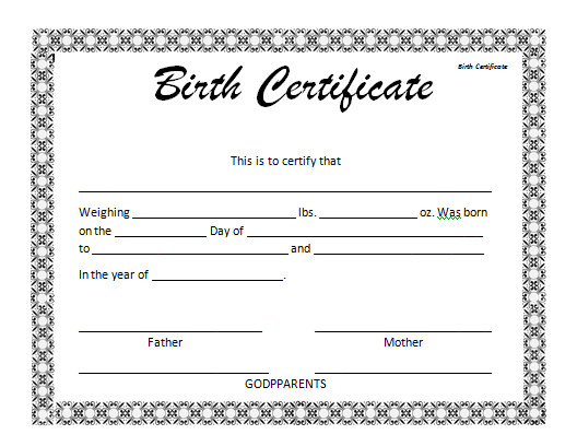 Birth Certificate Template Microsoft Word Templates