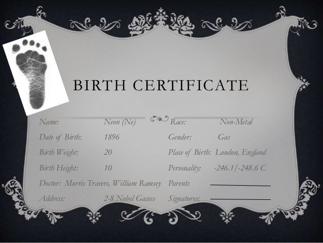 Science birth certificate