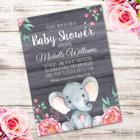 Elephant Baby Shower Invitation Printable Edit with