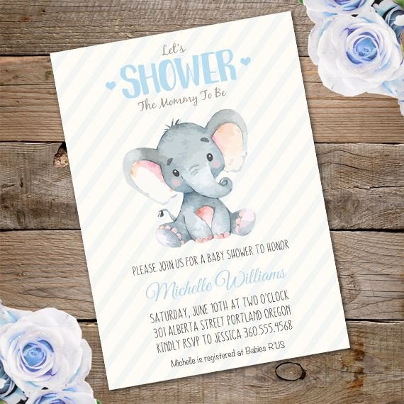 Elephant Baby Shower Invitation Template – Edit with Adobe