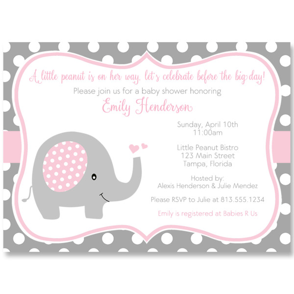 Polka Dot Elephant Pink Baby Shower Invitation – The