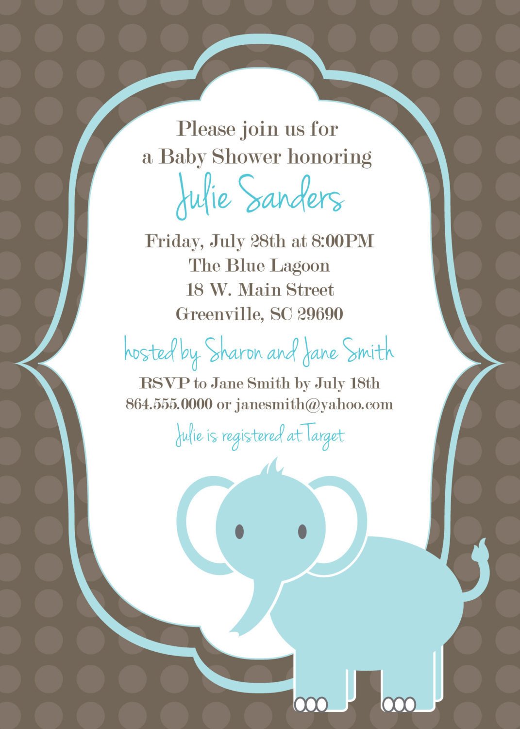 Printable Baby Shower Invitation Elephant Boy by OhCreative e