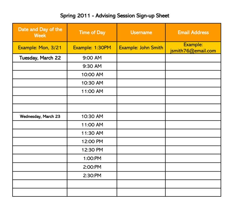 26 Free Sign Up Sheet Templates Excel & Word