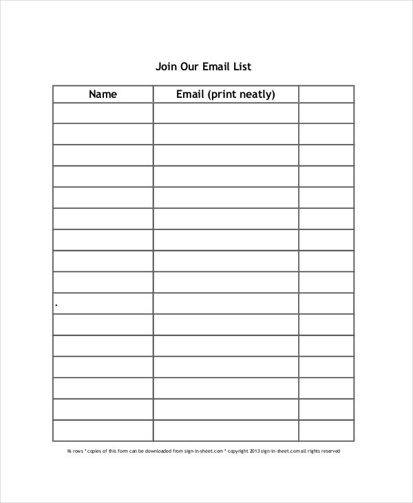 Sign Up Sheet 16 Free PDF Word Documents Download