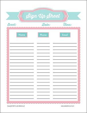 Free Printable Sign Up Sheets Prayer