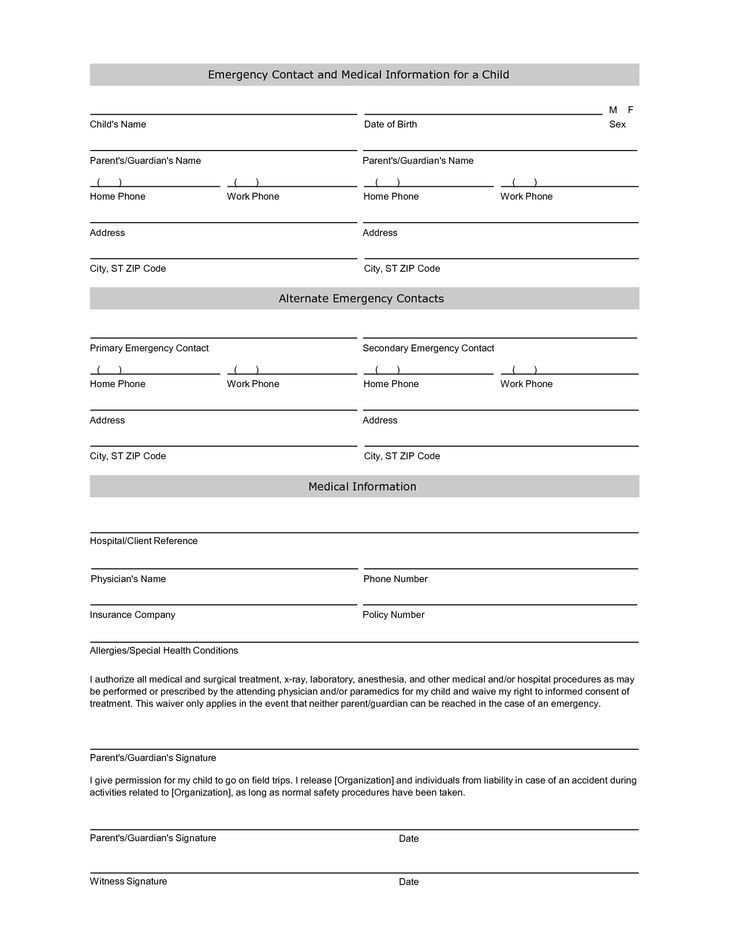 free student information sheet template