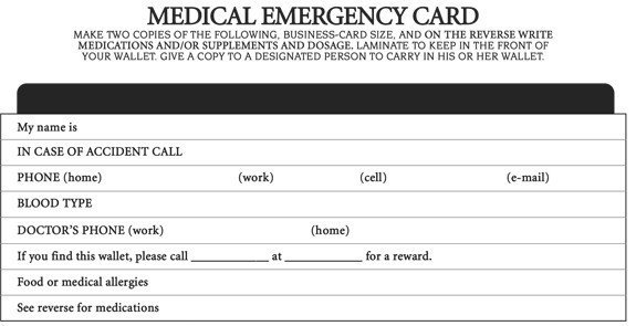 Emergency Medical Id Card Template adorazius