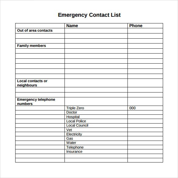 13 Contact List Templates PDF Word