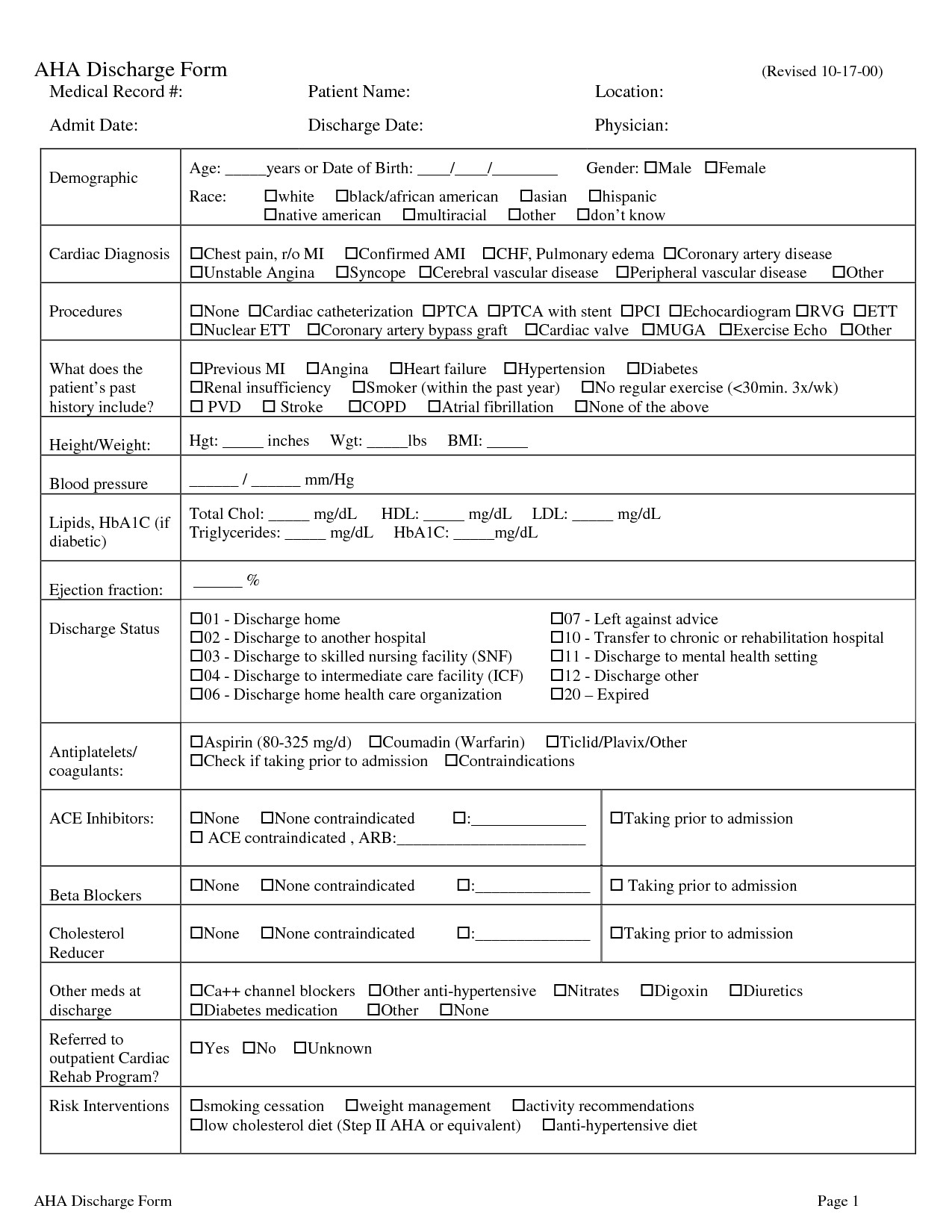 9 Best of Free Printable Hospital Discharge Forms