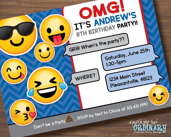 Boys Emoji Invitation Printable Emoji Birthday Party