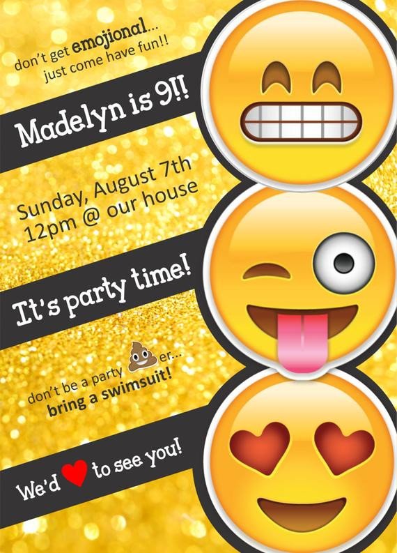 Emoji themed birthday party invitation