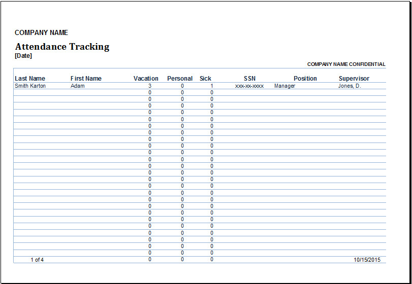 Excel Employee Attendance Tracker Template