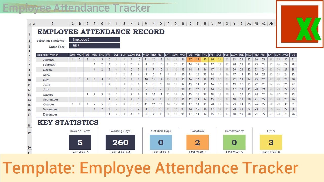 Excel Template Employee Attendance Tracker