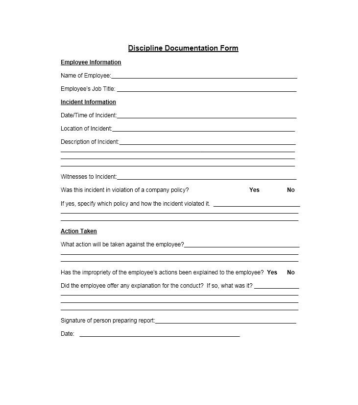40 Employee Disciplinary Action Forms Template Lab