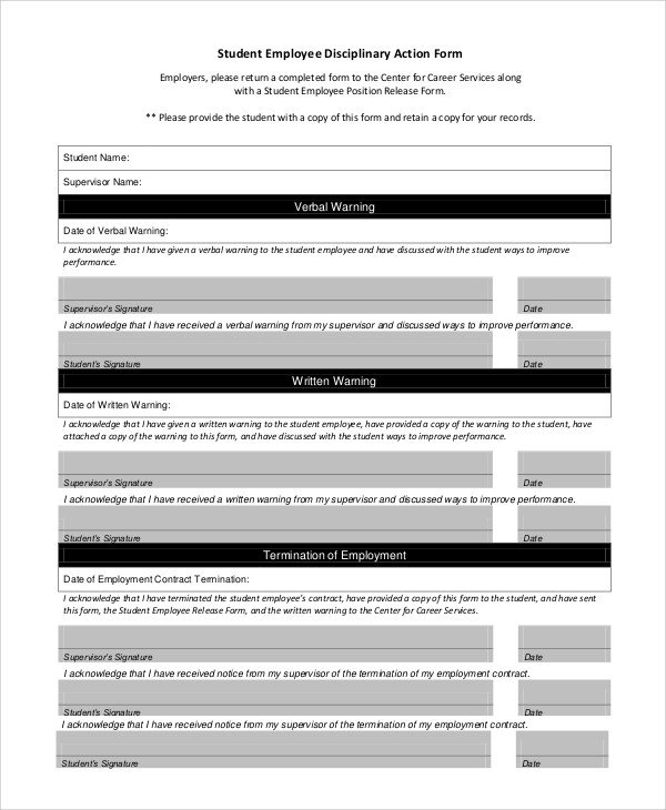 Sample Employee Discipline Form 10 Examples in PDF Word
